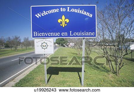 Stock Image - Welcome to Louisiana Sign. Fotosearch