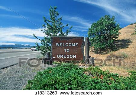 Stock Photo - Welcome to Oregon Sign. Fotosearch