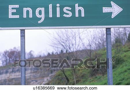 Stock Photo - A sign that reads “English”. Fotosearch