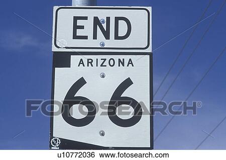 Stock Photograph - End route 66 sign in Arizona. Fotosearch