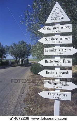 Miscellaneous distance signs in the wine country, California View Large Photo Image Stock Photo - Miscellaneous distance signs in the wine country, California. Fotosearch