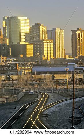 “Mile High City” at sunset, Denver View Large Photo Image Picture - “Mile High City” at sunset, Denver. Fotosearch