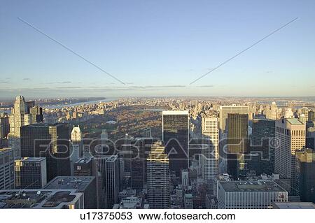 Stock Image - Panoramic views of New York City at sunset. Fotosearch