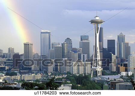 Rainbow over Seattle View Large Photo Image Stock Image - Rainbow over Seattle. Fotosearch