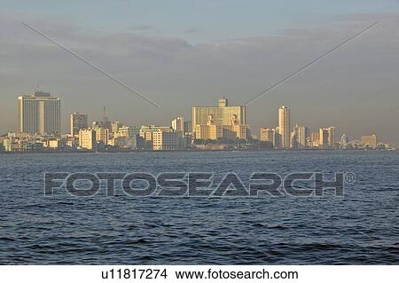 Picture - Skyline and ocean of Havana, Cuba. Fotosearch
