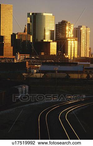 Skyline of Denver at sunset View Large Photo Image Stock Image - Skyline of Denver at sunset. Fotosearch