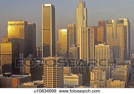 Skyline view of downtown Los Angeles View Large Photo Image Stock Photo - Skyline view of downtown Los Angeles. Fotosearch