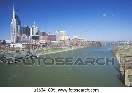 Stock Photography - State capitol, Nashville skyline with Cumberland River in foreground. Fotosearch