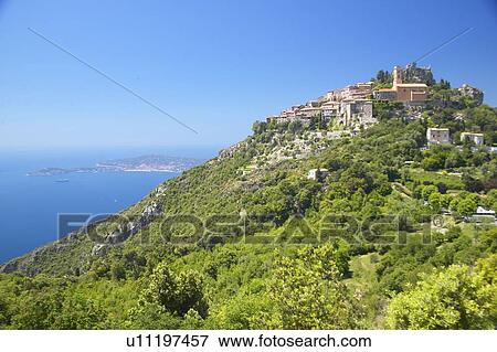 The hillside town of Eze, French Riviera, France View Large Photo Image Stock Photo - The hillside town of Eze, French Riviera, France. Fotosearch