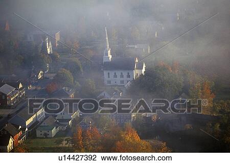Stock Image - Aerial view of Waitsfield. Fotosearch