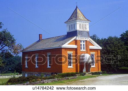 Stock Image - Exterior of small school. Fotosearch