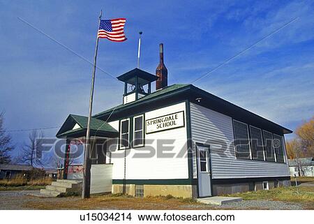 Picture - One room schoolhouse. Fotosearch