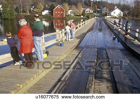 Stock Photography - People walking on Floating Bridge. Fotosearch
