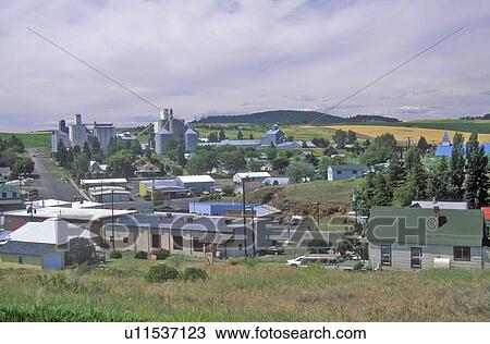 Stock Image - Small Farm Town of Cotton Wood. Fotosearch