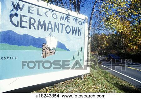 Welcome sign at entrance to Germantown View Large Photo Image Picture - Welcome sign at entrance to Germantown. Fotosearch