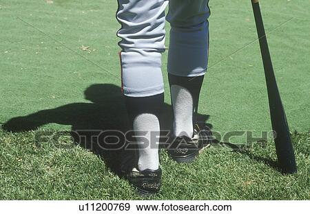 Legs of a major league baseball player View Large Photo Image Stock Photo - Legs of a major league baseball player. Fotosearch