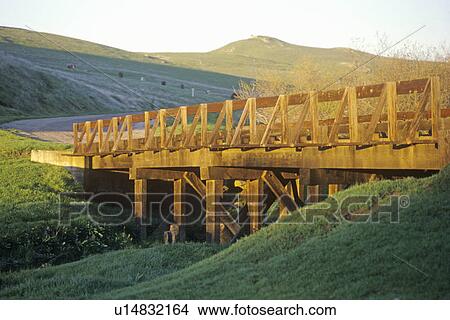 Picture - A wooden bridge in Northern California. Fotosearch