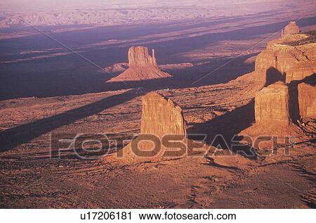 Stock Image - Aerial View of Monument Valley at Sunset. Fotosearch