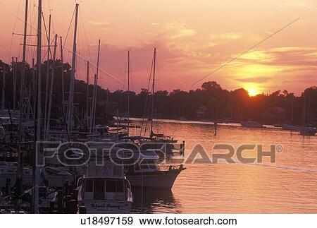 Stock Photo - Annapolis Harbor at Sunset. Fotosearch