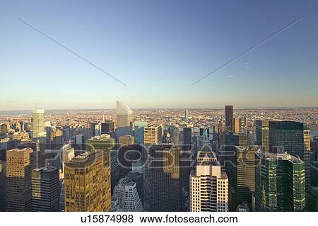 Stock Photo - Panoramic views of New York City at sunset. Fotosearch