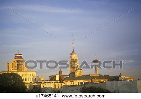 Stock Image - Skyline of historical San Antonio. Fotosearch