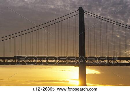 Stock Photography - Sunrise on the Bay Bridge, San Francisco. Fotosearch