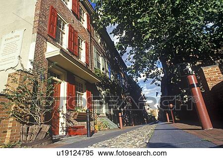 Stock Photography - Elfreth's Alley, the oldest street in America. Fotosearch