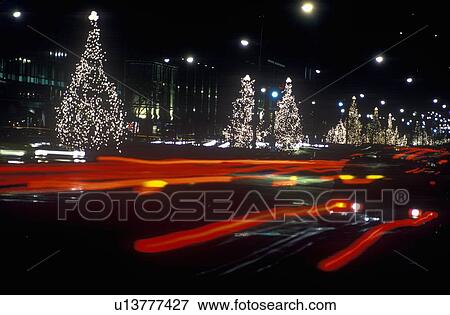 Holiday Decorations at night View Large Photo Image Stock Photo - Holiday Decorations at night. Fotosearch