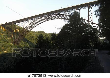 Stock Image - New River Gorge, World's largest arched bridge. Fotosearch