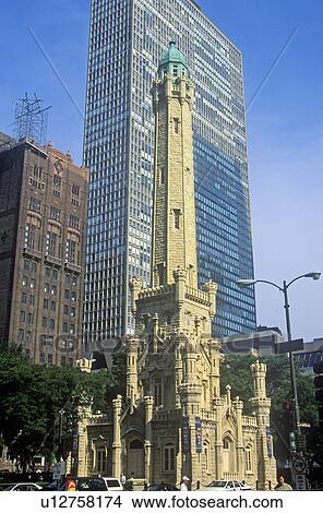 Old 1869 Chicago Water Tower View Large Photo Image Picture - Old 1869 Chicago Water Tower. Fotosearch