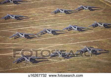 Stock Image - A Field of B-52 Aircraft, Air Force Base. Fotosearch