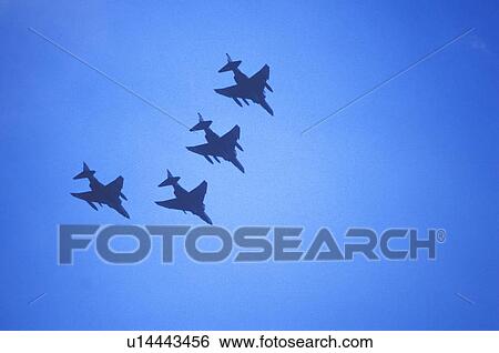Four Jet Fighters Flying in Formation View Large Photo Image Stock Photograph - Four Jet Fighters Flying in Formation. Fotosearch