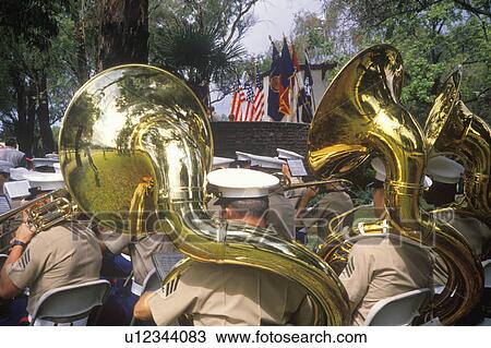 Stock Image - Military Band, Veteran's National Cemetery. Fotosearch