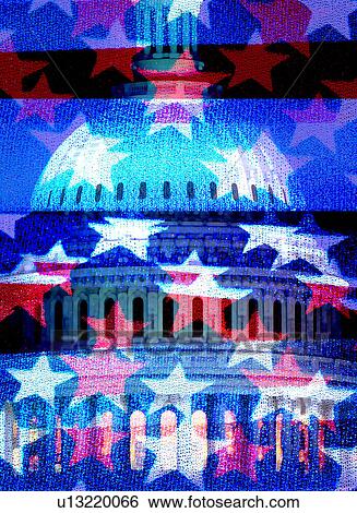 Stock Illustration - captial hill stars overlay. Fotosearch