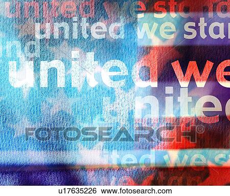 close up of flag and united we stand View Large Illustration Stock Illustration - close up of flag and united we stand. Fotosearch