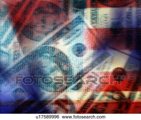 Stock Illustration - flag and currency collage. Fotosearch