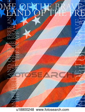 home of the brave land of the free on flag View Large Illustration Stock Illustration - home of the brave land of the free on flag. Fotosearch