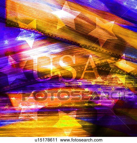U. S. A. with colorful flag background View Large Illustration Clip Art - U. S. A. with colorful flag background. Fotosearch