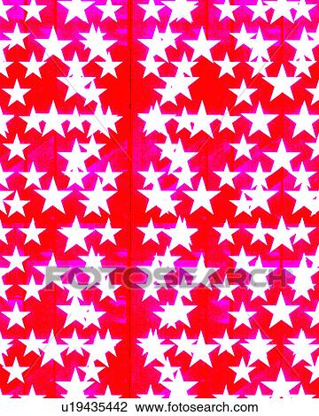 Drawing - white stars with red background. Fotosearch