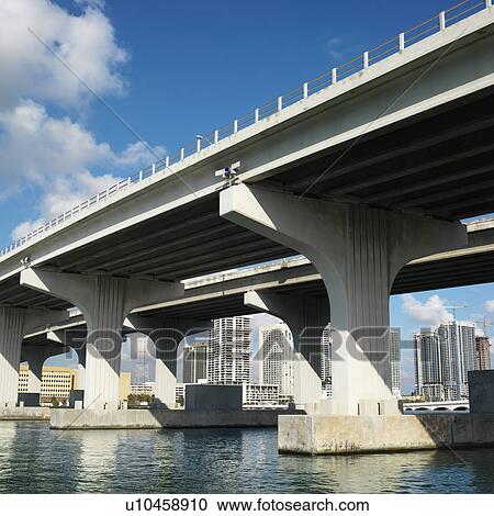 Stock Image - Bridge over Biscayne Bay in Miami, Florida, USA.. Fotosearch