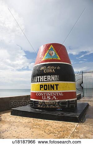 Stock Photograph - Southernmost point landmark of Key West, Florida.. Fotosearch
