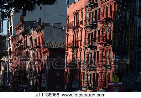 Stock Photo - New York City - Lower east side - Red Buildings. Fotosearch