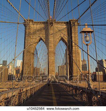 Picture - Walkway on Brooklyn Bridge, New York City. Fotosearch