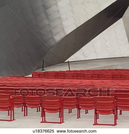 Stock Photography - An array of chairs in Millennium Park. Fotosearch