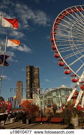 Ferris wheel at Navy Pier in Chicago View Large Photo Image Stock Photo - Ferris wheel at Navy Pier in Chicago. Fotosearch