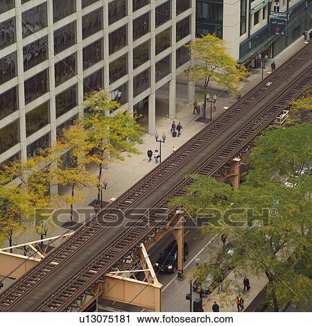 Stock Image - High angle view of railway tracks. Fotosearch