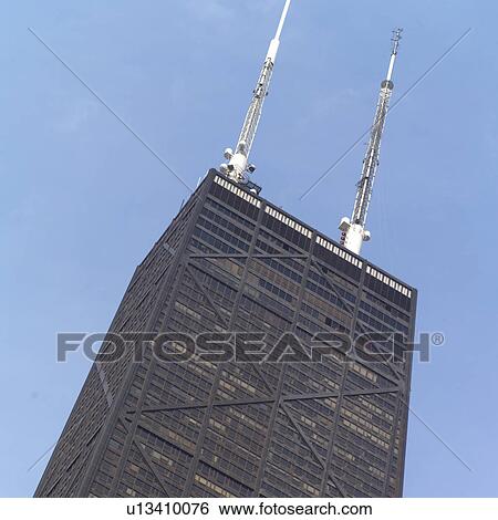 Stock Photograph - Low angle view of a John Hancock Building in Chicago. Fotosearch