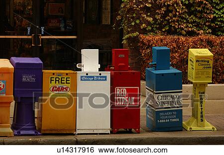 Mail boxes on the sidewalk View Large Photo Image Stock Photograph - Mail boxes on the sidewalk. Fotosearch