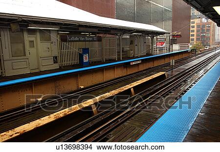 Railway tracks at a station at CTA Station in Chicago View Large Photo Image Picture - Railway tracks at a station at CTA Station in Chicago. Fotosearch