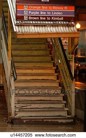 Stock Photography - Signboard mentioning train routes at CTA Station in Chicago. Fotosearch